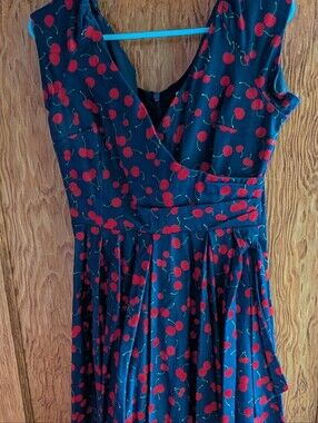 The Pretty Dress Company Navy Dress with Cherry Accents